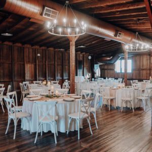 A large room with many tables and chairs