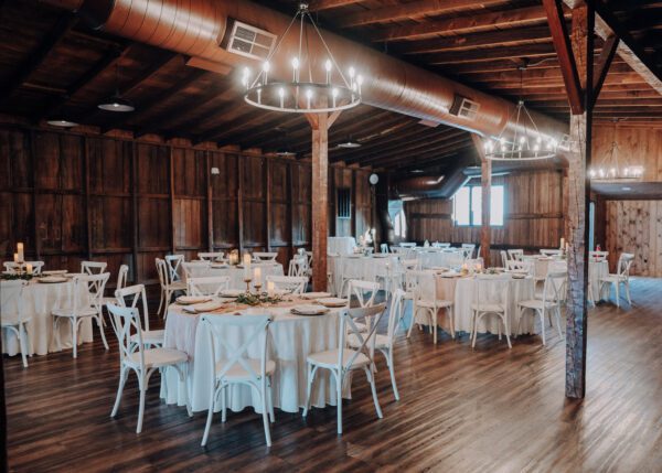 A large room with many tables and chairs